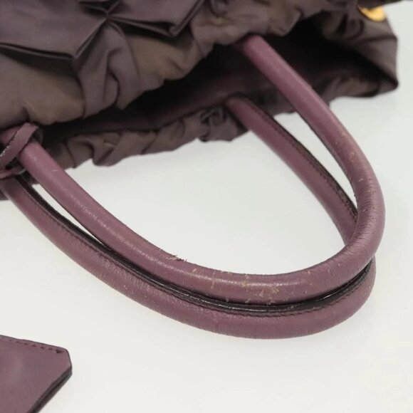 PRADA Hand Bag Nylon Purple Gold Auth 137586 - Picture 8 of 16